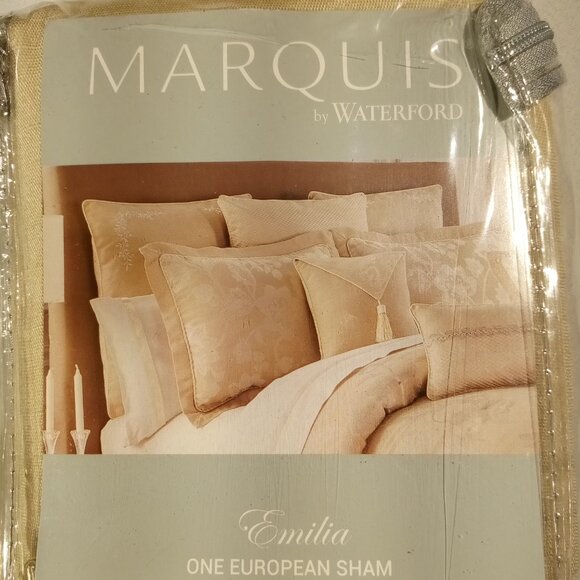 MARQUIS by Waterford  EMELIA  European Pillow Sham  26" x 26"  Cream NEW  1 Sham - Picture 2 of 6